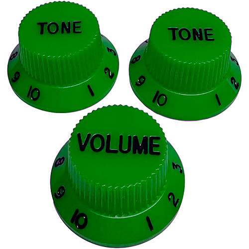 AxLabs Strat-Style Knob Kit with Black Lettering (3) Green