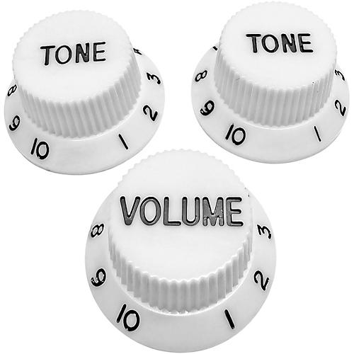 AxLabs Strat-Style Knob Kit with Black Lettering (3) White