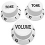 AxLabs Strat-Style Knob Kit with Black Lettering (3) White