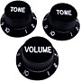 AxLabs Strat-Style Knob Kit with White Lettering (3) Black