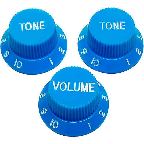 AxLabs Strat-Style Knob Kit with White Lettering (3) Light Blue