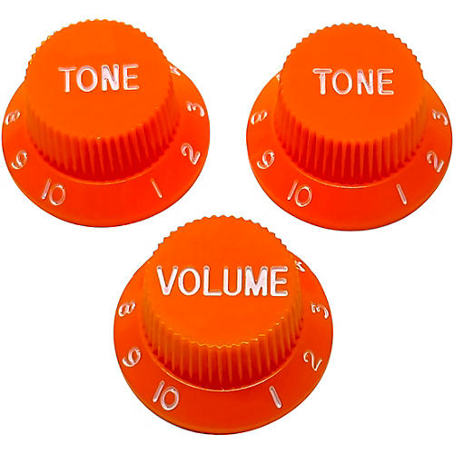 AxLabs Strat-Style Knob Kit with White Lettering (3) Orange