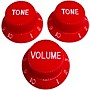 AxLabs Strat-Style Knob Kit with White Lettering (3) Red