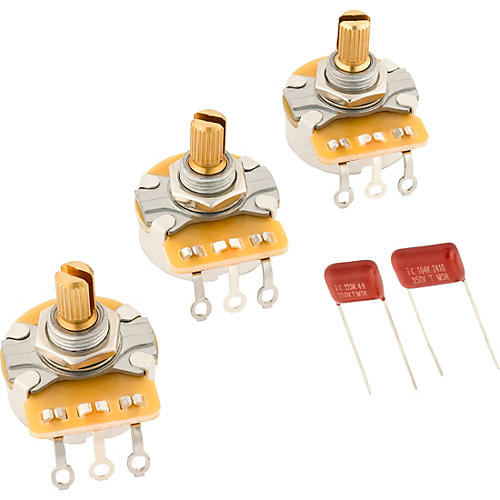 Fender Stratocaster 250K Split Shaft Potentiometer and Capacitor Kit (3-Pack)