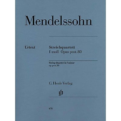 G. Henle Verlag String Quartet F Minor Op. Posth. 80 Henle Music Folios Series Softcover Composed by Felix Mendelssohn