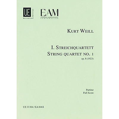 Universal Edition String Quartet No. 1, Op. 8 (Score) Study Score Series Composed by Kurt Weill