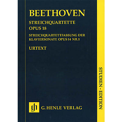 G. Henle Verlag String Quartets Op. 18 and String Quartet Version of the Piano Sonata Op. 14 Henle Study Scores by Beethoven