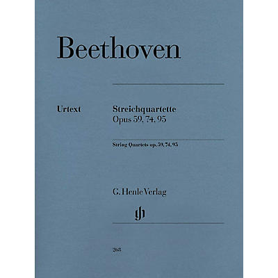 G. Henle Verlag String Quartets Op. 59, 74, 95 Henle Music Folios Series Softcover Composed by Ludwig van Beethoven