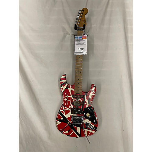 EVH Striped Series Frankie Solid Body Electric Guitar Black White and Red