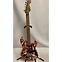 Used EVH Striped Series Frankie Solid Body Electric Guitar Red with Black and White Stripes