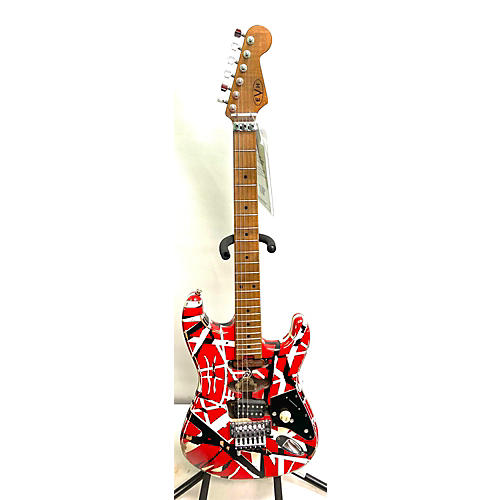 EVH Striped Series Frankie Solid Body Electric Guitar RED WHITE AND BLACK
