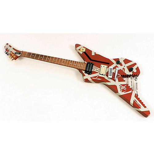 EVH Striped Series Shark Electric Guitar Condition 3 - Scratch and Dent Burgundy with Silver Stripes 197881124335