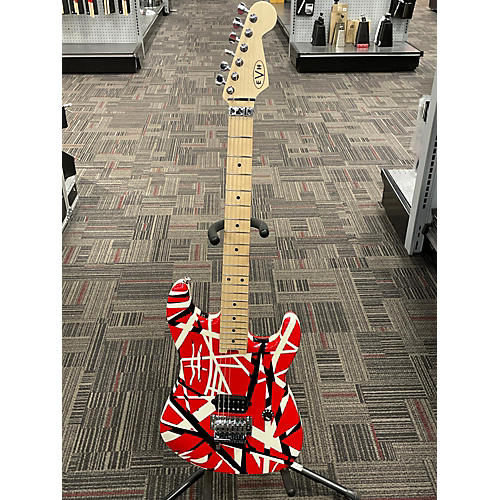 EVH Striped Series Solid Body Electric Guitar Red with Black and White Stripes