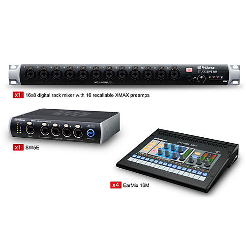 Presonus StudioLive 16 Mobile Stage Mix and Monitor PackageStudioLive 16R Mobile EarMix Monitor and Switcher Package