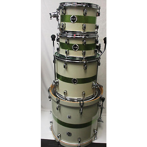 Crush Drums & Percussion Sublime Series Drum Kit WHITE AND GREEN SPARKLE