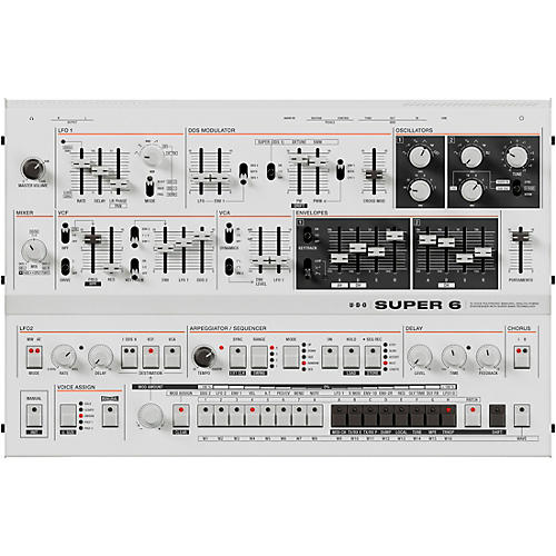 UDO Audio Super 6 Desktop Polyphonic Analog Synthesizer - White