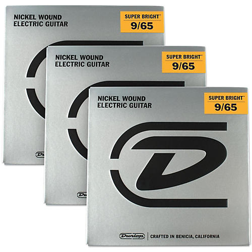 Super Bright Light Nickel Wound 8-String Electric Guitar Strings (9-65) 3-Pack