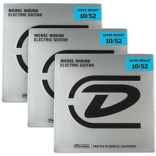 Super Bright Light Top/Heavy Bottom Nickel Wound Electric Guitar Strings (10-52) 3-Pack