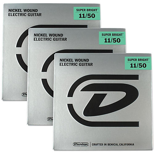 Super Bright Medium Heavy Nickel Wound Electric Guitar Strings (11-50) 3-Pack