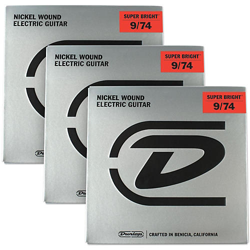 Super Bright Nickel Wound 8-String Electric Guitar Strings (9-74) 3-Pack