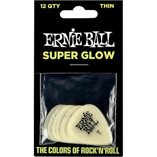Ernie Ball Super Glow Guitar Picks Thin 12 Pack