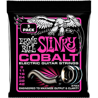 Ernie Ball Super Slinky Cobalt Electric Guitar Strings 3 Pack