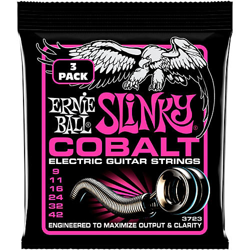 Ernie Ball Super Slinky Cobalt Electric Guitar Strings 3 Pack 09 - 42