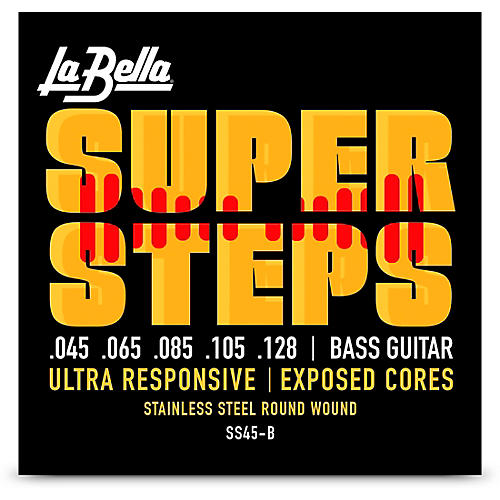 LaBella Super Steps Stainless Steel Exposed Cores 5-String Bass Strings Standard (45 - 128)