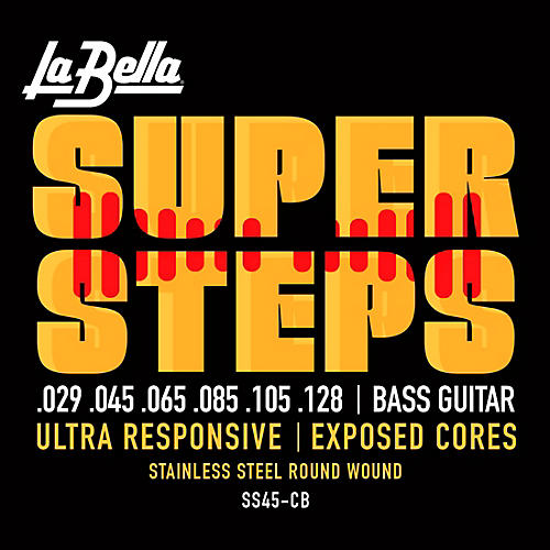 LaBella Super Steps Stainless Steel Exposed Cores 6-String Bass Strings Standard (29 - 128)