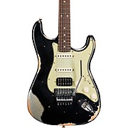 SuperNova Stratocaster HSS Heavy Relic Floyd Rose Electric Guitar Black over Silver Sparkle