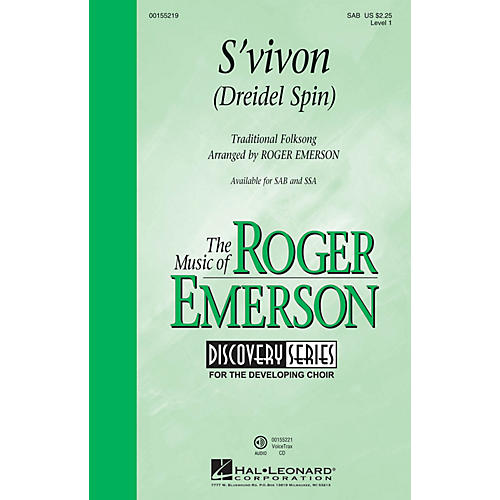 Hal Leonard S'vivon (Dreidel Spin) (Discovery Level 1) SAB arranged by Roger Emerson