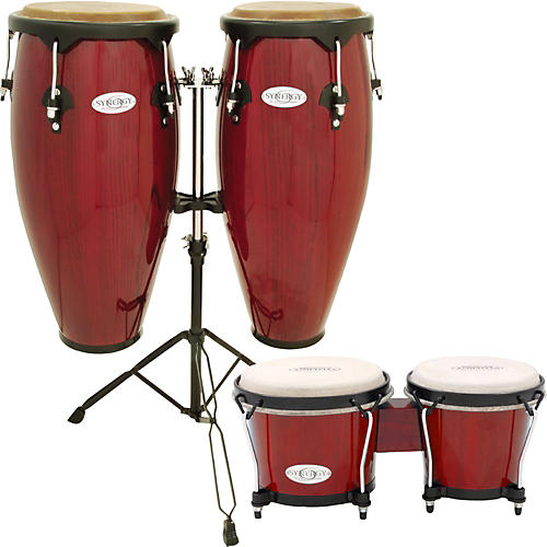 Toca Synergy Conga Set with Stand and Bongos Red