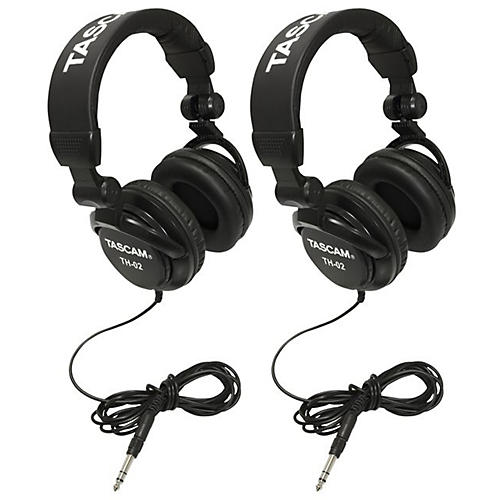 TASCAM TH-02 Recording Studio Headphones, 2-Pack, Black