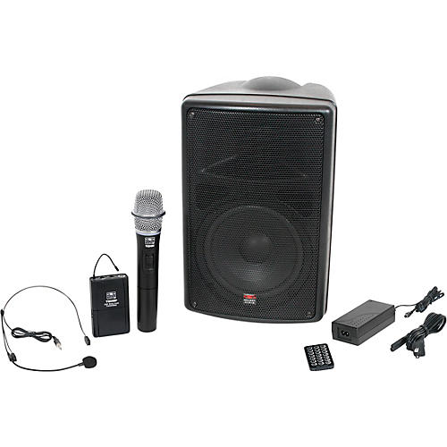 TQ8-24HSN Traveler Quest 8 All-In-One Portable PA System With Two Receivers, One Handheld Microphone, and One Headset Microphone