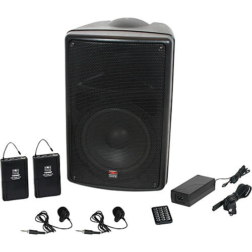 TQ8-24VVN Traveler Quest 8 TQ8 Battery Powered Portable PA Speaker System With Two Receivers and Two Lav Microphones