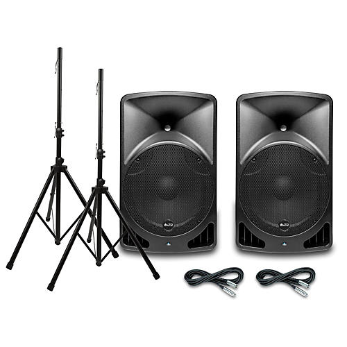 TX15USB 15 Inch Powered Speaker Pair with Stands and Cables