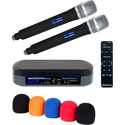 VocoPro TabletOke-II Digital Karaoke Mixer With Wireless Mics, Bluetooth Receiver and Mic Windscreens