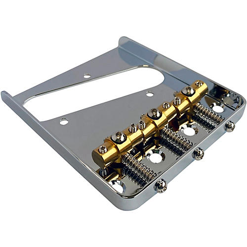 AxLabs Tele-Style Steel Plate Bridge with Brass Swivel Saddles Chrome