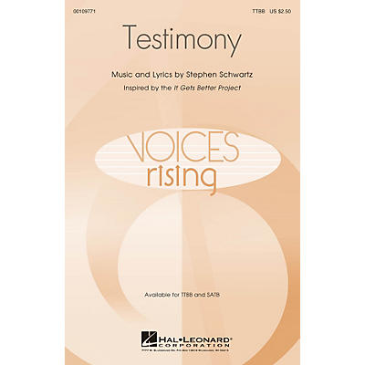 Hal Leonard Testimony TTBB composed by Stephen Schwartz
