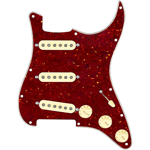 920d Custom Texas Grit Loaded Pickguard for Strat With Aged White Pickups and Knobs and S5W-BL-V Wiring Harness Tortoise