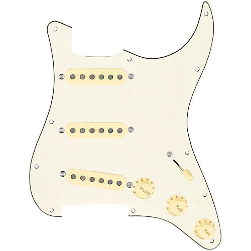 920d Custom Texas Grit Loaded Pickguard for Strat With Aged White Pickups and Knobs and S5W Wiring Harness Parchment