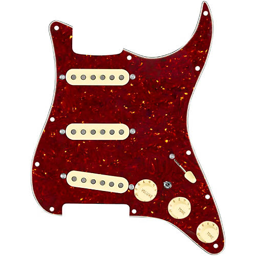 920d Custom Texas Grit Loaded Pickguard for Strat With Aged White Pickups and Knobs and S7W-MT Wiring Harness Tortoise