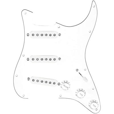 920d Custom Texas Grit Loaded Pickguard for Strat With White Pickups and Knobs and S5W-BL-V Wiring Harness