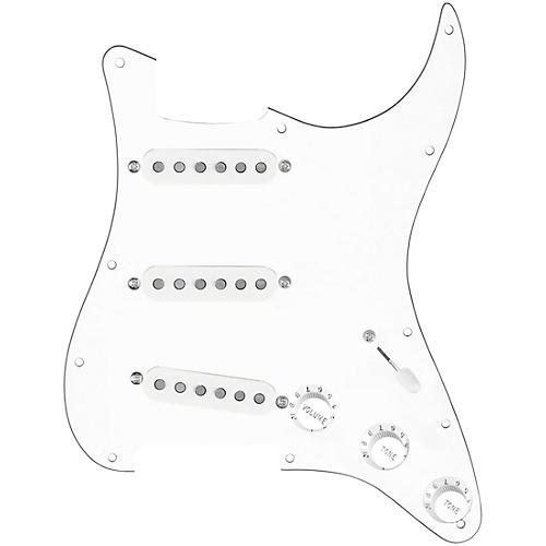 920d Custom Texas Grit Loaded Pickguard for Strat With White Pickups and Knobs and S5W Wiring Harness White