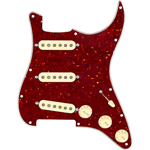 920d Custom Texas Growler Loaded Pickguard for Strat With Aged White Pickups and S5W-BL-V Wiring Harness Tortoise