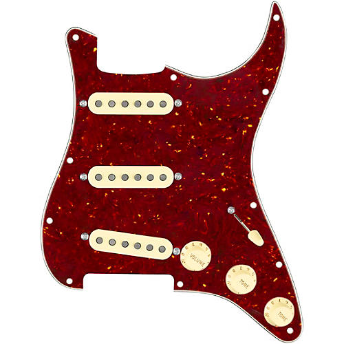 920d Custom Texas Growler Loaded Pickguard for Strat With Aged White Pickups and S5W Wiring Harness Tortoise