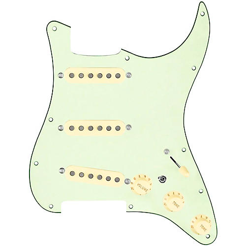 920d Custom Texas Growler Loaded Pickguard for Strat With Aged White Pickups and S7W-MT Wiring Harness Mint Green