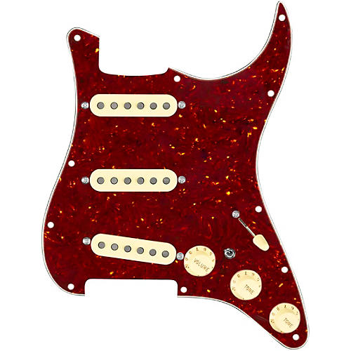 920d Custom Texas Growler Loaded Pickguard for Strat With Aged White Pickups and S7W-MT Wiring Harness Tortoise