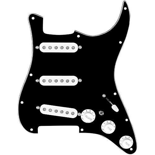 920d Custom Texas Growler Loaded Pickguard for Strat With White Pickups and S7W-MT Wiring Harness Black
