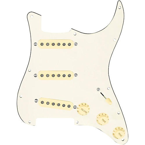 920d Custom Texas Vintage Loaded Pickguard for Strat With Aged White Pickups and S5W-BL-V Wiring Harness Aged White